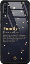Casimoda® hoesje - Geschikt voor Samsung Galaxy A50 - Family Is Everything - Luxe Hard Case Zwart - Backcover telefoonhoesje - Zwart
