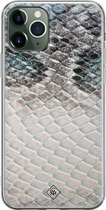 Casimoda® hoesje - Geschikt voor iPhone 11 Pro Max - Oh My Snake - Siliconen/TPU telefoonhoesje - Backcover - Slangenprint - Blauw