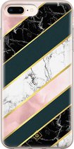 Casimoda® hoesje - Geschikt voor iPhone 8 Plus - Marmer strepen - Siliconen/TPU telefoonhoesje - Backcover - Marmer - Multi