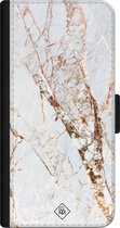 Casimoda® bookcase - Geschikt voor iPhone 12 - Hoesje met pasjeshouder - Marmer Goud - Goudkleurig - Kunstleer