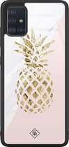 Casimoda® hoesje - Geschikt voor Samsung Galaxy A51 - Ananas - Luxe Hard Case Zwart - Backcover telefoonhoesje - Roze