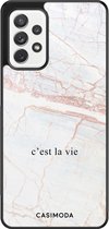 Casimoda® hoesje - Geschikt voor Samsung Galaxy A52 5G - C'est La Vie - Zwart TPU Backcover - Tekst - Bruin/beige