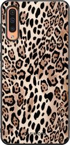 Casimoda® hoesje - Geschikt voor Samsung Galaxy A50 - Luipaard print bruin - Zwart TPU Backcover - Luipaardprint - Goudkleurig