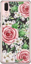Casimoda® hoesje - Geschikt voor Huawei P20 - Rose Story - Siliconen/TPU - Soft Case - Rood - Bloemen