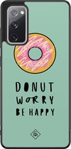 Casimoda® hoesje - Geschikt voor Samsung Galaxy S20 FE - Donut Worry - Zwart TPU Backcover - Snoep - Blauw