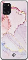 Casimoda® hoesje - Geschikt voor Samsung A31 - Marmer roze paars - Backcover - Siliconen/TPU - Paars