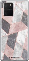 Casimoda® hoesje - Geschikt voor Samsung S10 Lite - Stone grid marmer / Abstract marble - Backcover - Siliconen/TPU - Roze