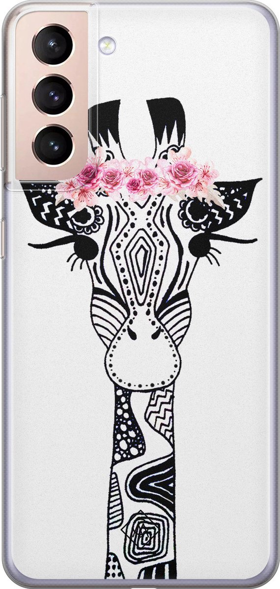 Casimoda® hoesje - Geschikt voor Samsung S21 Plus - Giraffe - Backcover - Siliconen/TPU - Zwart