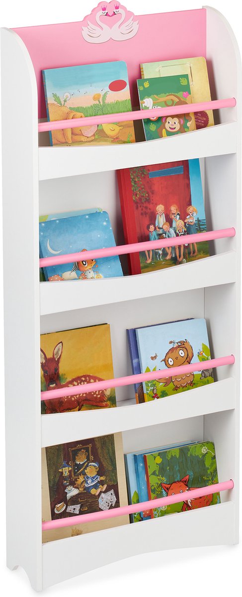 Kinderboekenkast - 76 x 62 x 28 cm - Bruin - Hout met Linnen - Kinderb