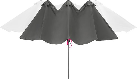 tectake® - Dubbele parasol Silia - Terrasparasol - XXL-parasol - grijs - 404256 - Tectake