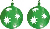 2x stuks kerstballen hangdecoratie groen 40 cm van karton - Kerstversiering - Kerstdecoratie
