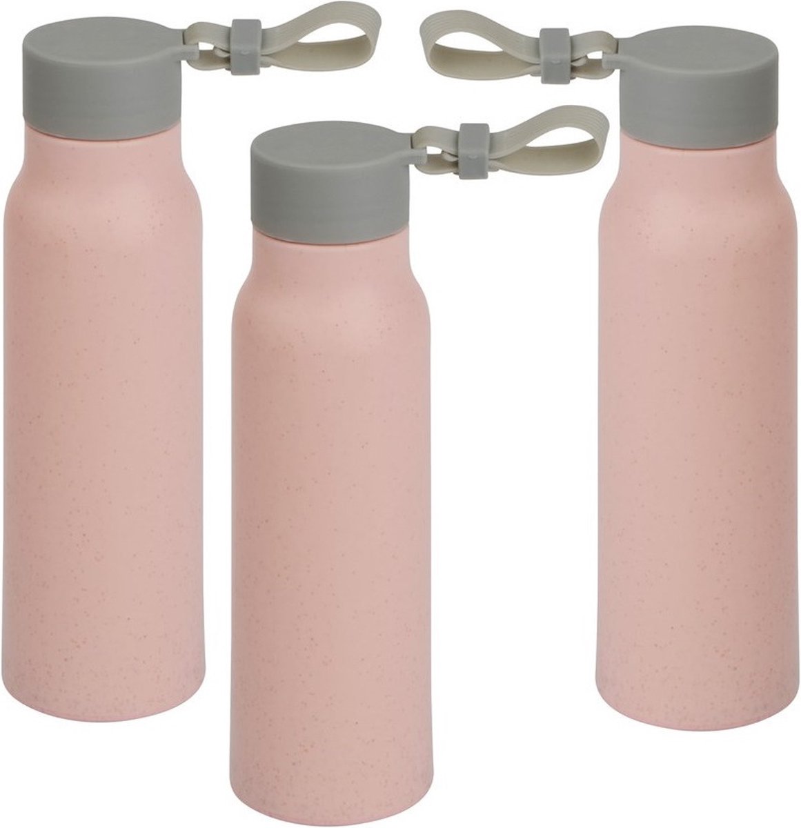 3x Stuks glazen waterfles/drinkfles licht rode coating met kunststof schroefdop 300 ml - Sportfles - Bidon