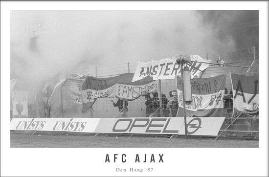 Walljar - AFC Ajax supporters '87 - Zwart wit poster met lijst
