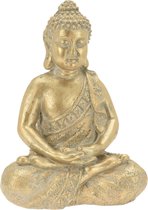 Statue Bouddha de jardin/maison en or 37 cm - Figurines de jardin pour l'intérieur et l'extérieur