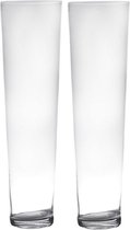 Set van 2x stuks transparante home-basics Conische vaas/vazen van glas 70 x 19 cm - Bloemen/takken vaas voor binnen gebruik