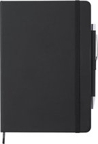 Luxe schriften/notitieboekje zwart met elastiek en pen A5 formaat - 100x gelinieerde paginas - opschrijfboekjes - harde kaft