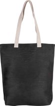 2x stuks jute canvas katoenen schoudertasje in het zwart 38 x 42 cm met lange ecru hengsels - Boodschappentassen - Goodie bags