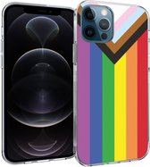 iMoshion Hoesje Geschikt voor iPhone 12 Pro / 12 Hoesje Siliconen - iMoshion Design hoesje - Meerkleurig / Rainbow Flag