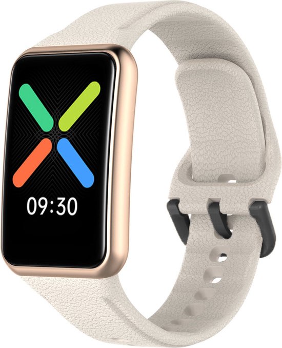 Siliconen Smartwatch bandje Geschikt voor Oppo Watch Free siliconen bandje zandwit. bol
