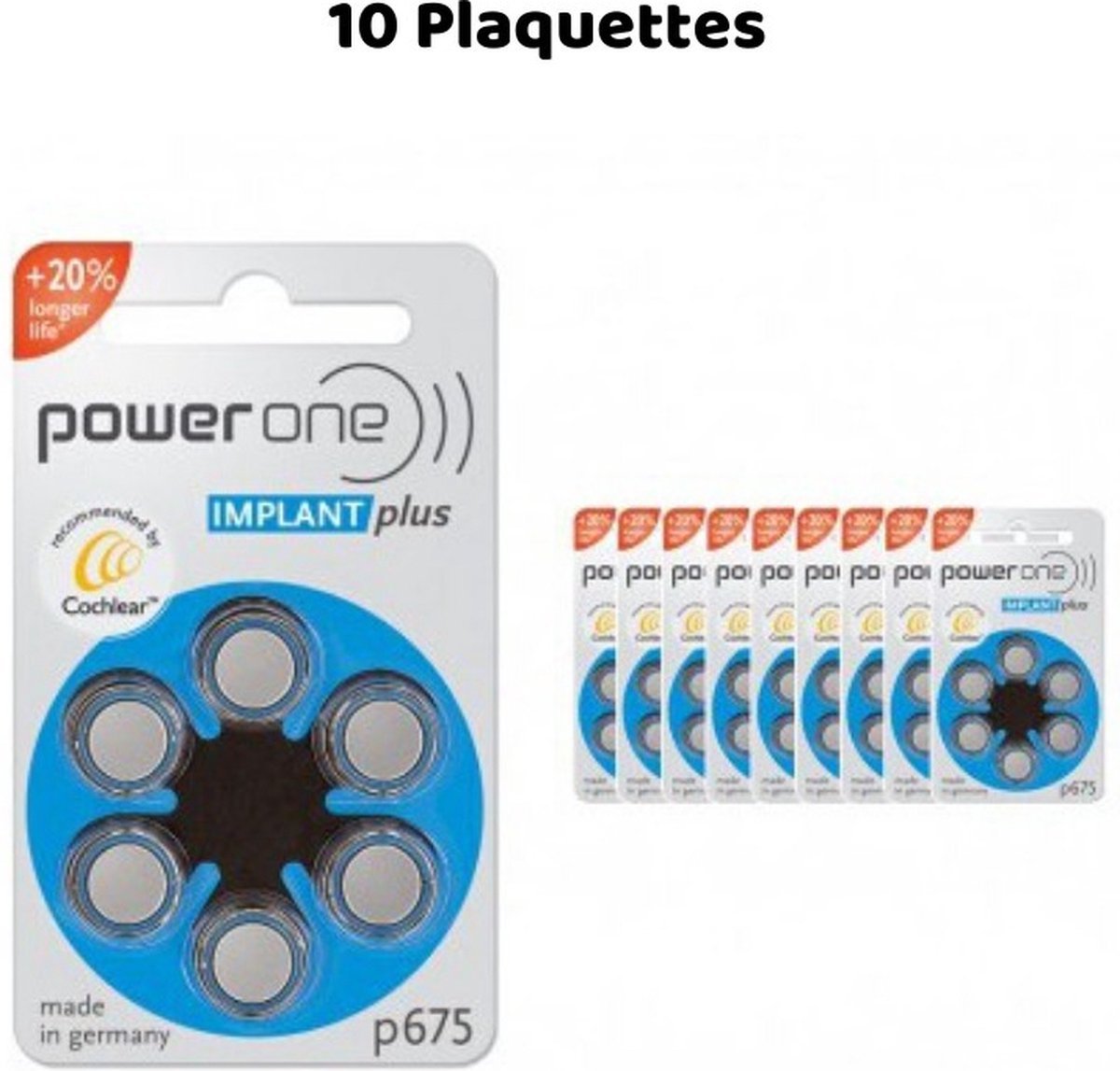 Hoortoestel batterijen PowerOne 675 Implant Plus, 10 elektroden