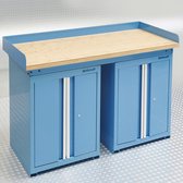 Datona® Werkbank PRO 150 cm met 2 werkplaatskasten -  Blauw met grote korting