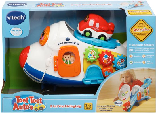 VTech Toet Toet Auto's 2 in 1 Vrachtvliegtuig - Educatief Baby Speelgoed - Speelgoed Auto - Cadeau - 1 tot 5 Jaar