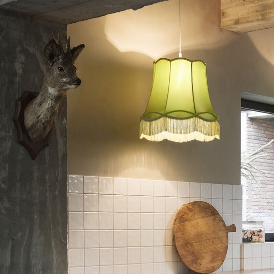 Glazen hanglamp, groene plafondlamp, E27, 25 cm, vintage hanglamp