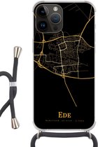 Telefoonkoord - Telefoonketting - Telefoonhoesje Geschikt voorApple Iphone 14 Pro Max - Ede - Kaart - Goud - Siliconen - Crossbody - Telefoonhoesje met koord