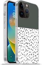 Geschikt voorApple Iphone 14 Pro Max hoesje - Stippen - Grijs - Wit - Siliconen Telefoonhoesje