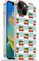 Geschikt voorApple Iphone 14 - Softcase hoesje - Kerst - Kerstboom - Patronen - Siliconen Telefoonhoesje