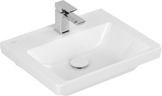 Villeroy & Boch Subway 3.0 fontein 50x40x14.5cm voor fonteinonderkast met 1 kraangat zonder overloopgat Wit