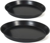 Voordeelset van 2x stuks formaten Quiche/taart bakvorm/bakblik rond zwart 32 en 36 cm