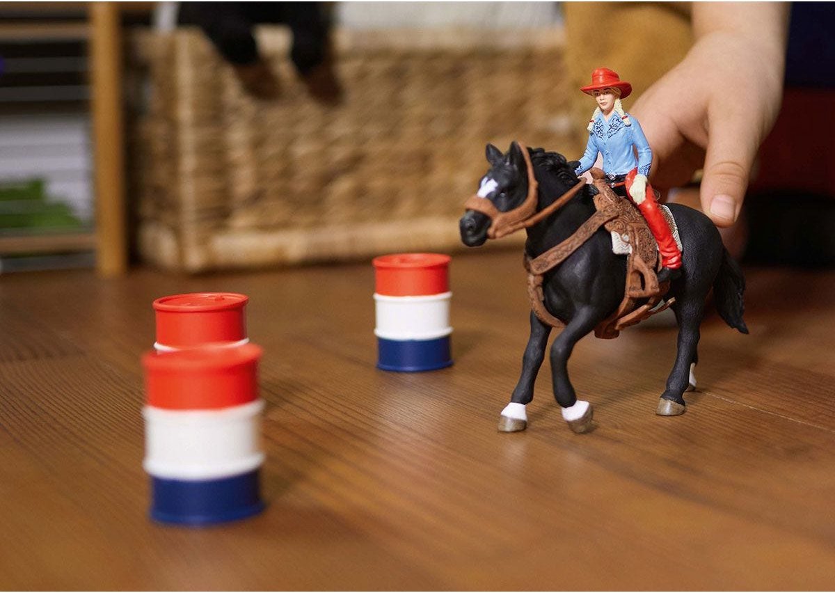 Schleich Farm World Barrel Racing met Cowgirl en Appaloosa thumbnail 3