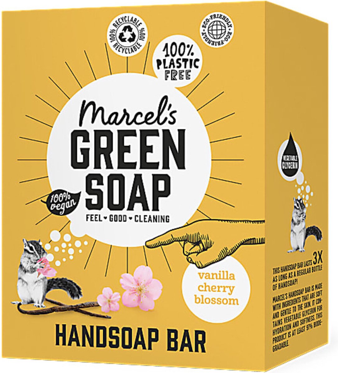 Marcel's Green Soap Handzeep Bar Vanille & Cherry Blossom 90 gr