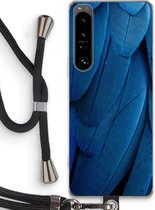 Case Company® - Hoesje met koord geschikt voor Sony Xperia 1 IV hoesje met Koord - Pauw - Telefoonhoesje met Zwart Koord - Bescherming aan alle Kanten en Over de Schermrand