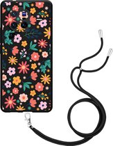 Vivo X80 Pro Hoesje met Koord Zwart Always have flowers - Designed by Cazy