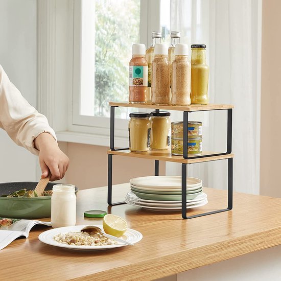 SensaHome - Organisateur de Cuisine - Organisateur de Bureau / Comptoir - Support de Cuisine / Support à Épices / Organisateur de Salle de Bain - Set de 2 - Zwart