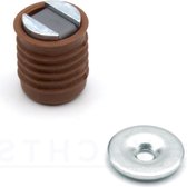 Magneetsnapper Rond - Bruin - Kunstof - 4kg trekkracht - 12x12mm - Magneetslot - Inclusief tegenplaat - Per stuk