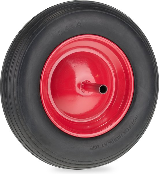 Relaxdays kruiwagenwiel 2.50-4, set van 2, massief rubber, stalen velg