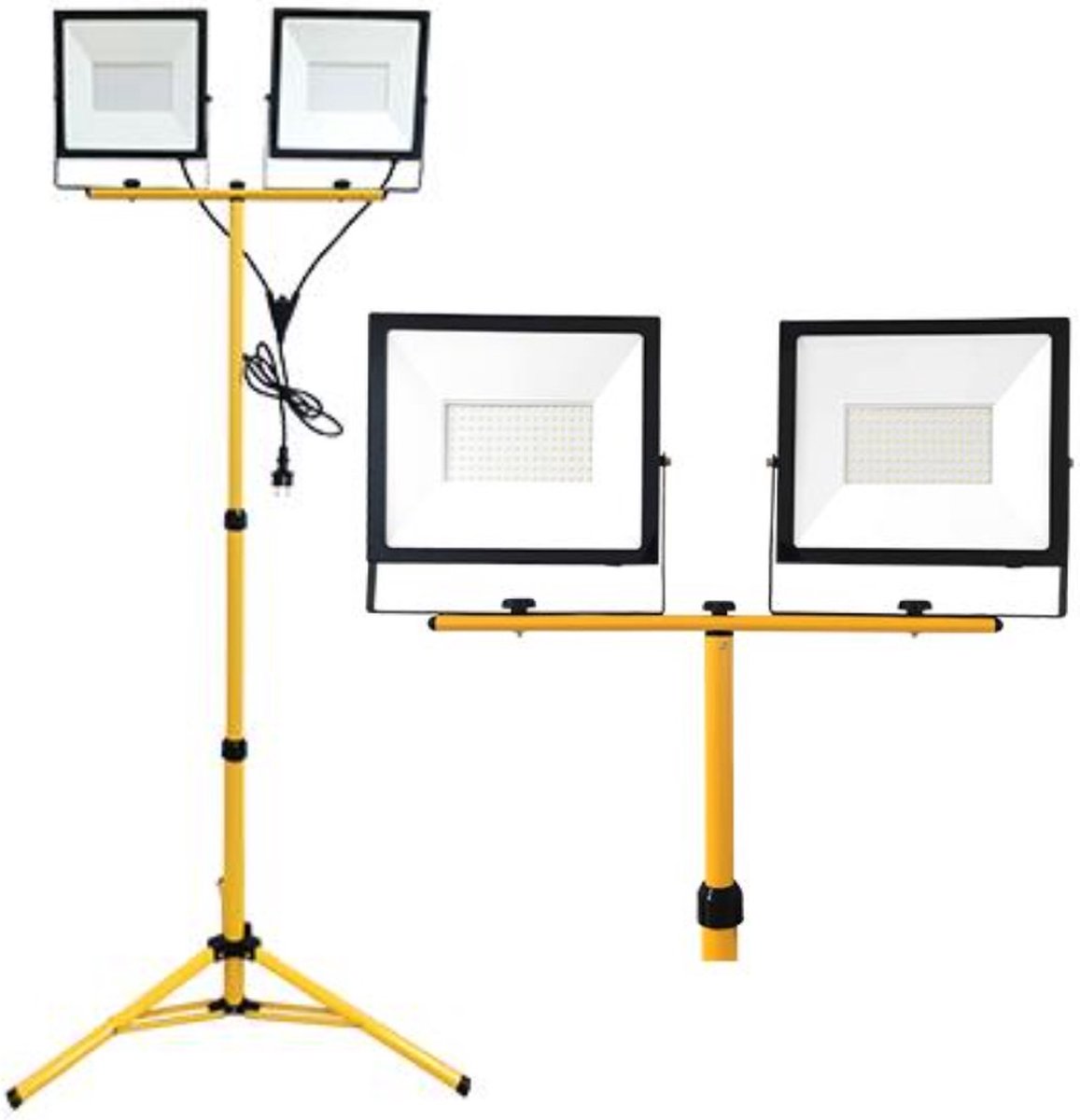 Dubbele LED Bouwlamp 2x 100W op statief | 4500K - Naturel wit