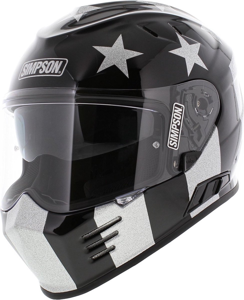 Simpson Venom Integraal helm Stingrae glans zwart zilver L 59-60 cm