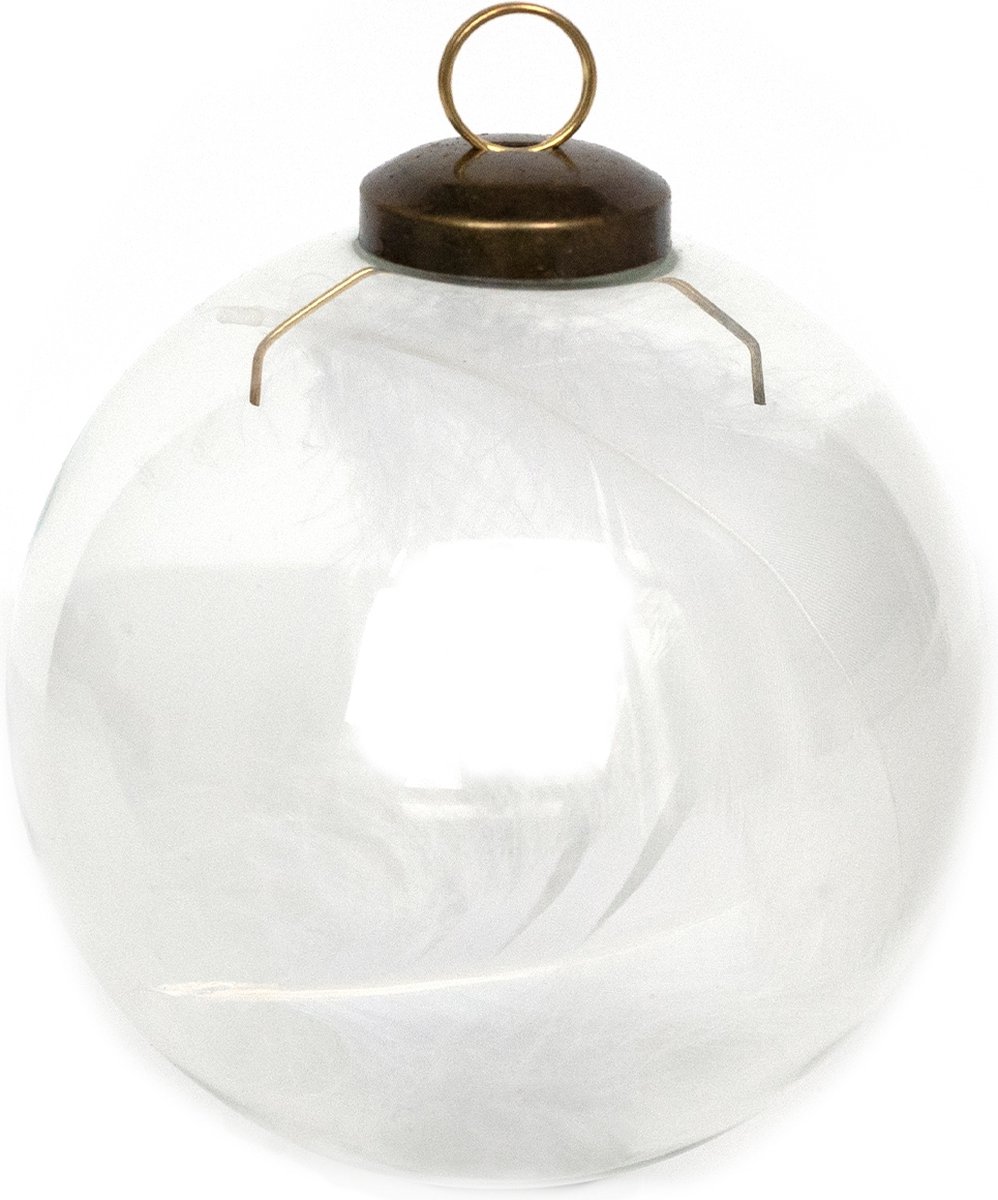 Leeff Kerstbal met veren - Kerstballen - glas - Ø 9 centimeter