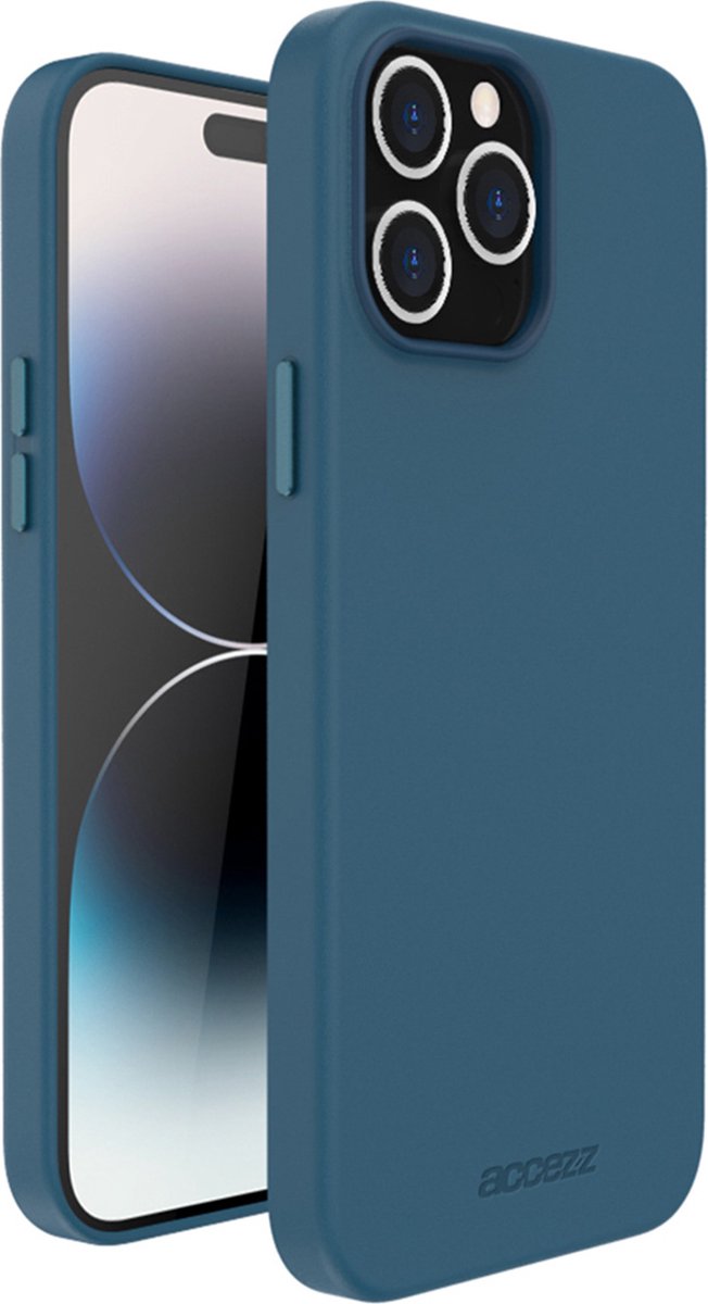 Accezz Leather Backcover Geschikt voor MagSafe iPhone 14 Pro hoesje - Donkerblauw