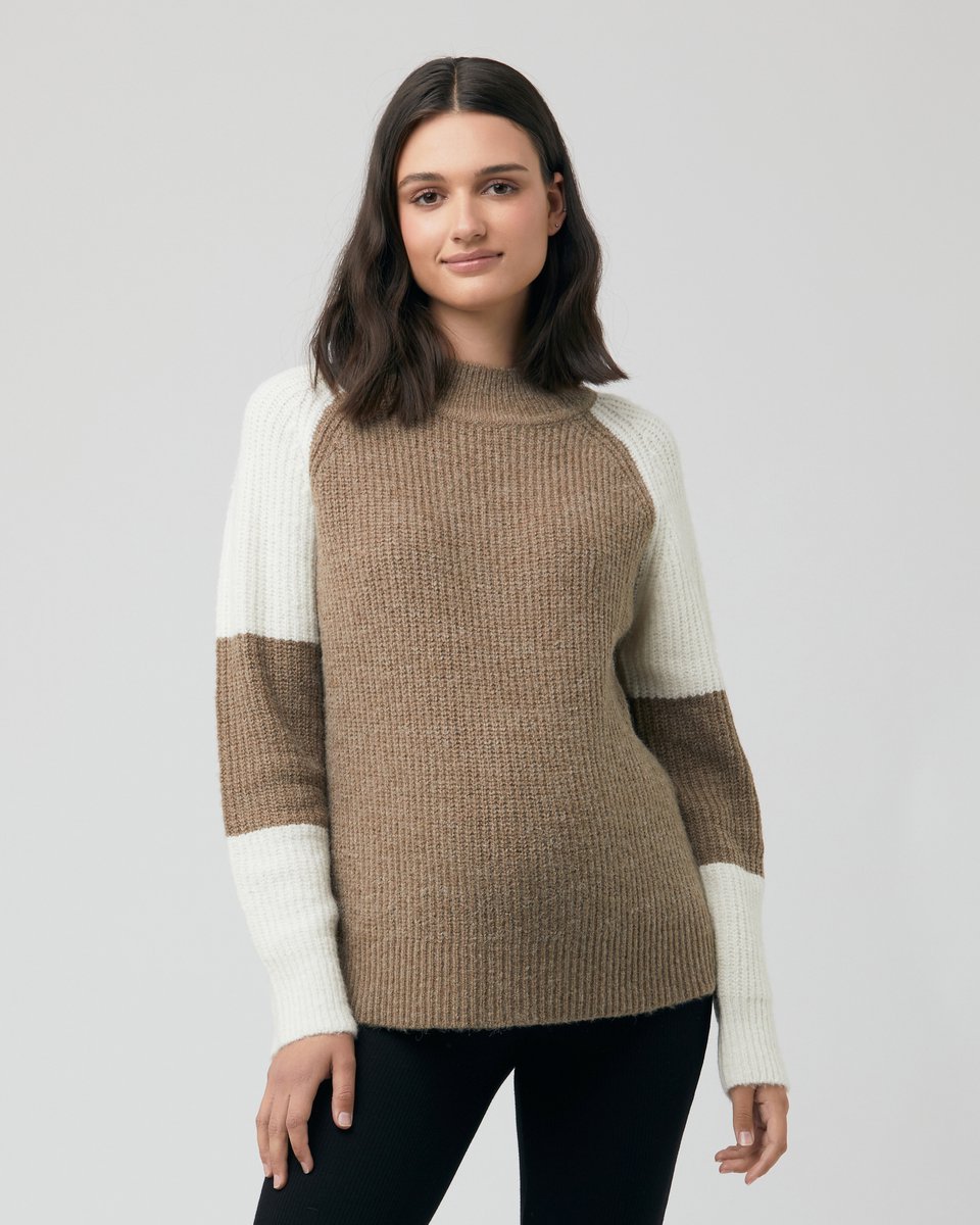 RIPE Trui Colour Block gebreid, voedingsturi Olijf / Off WhiteL