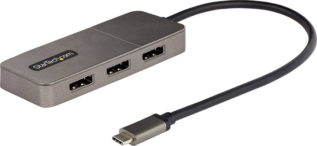 StarTech.com 3-Port USB-C Multi-Monitor Adapter, USB Type-C naar 3x DisplayPort 1.4 MST Hub