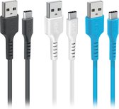 SBS TEKITUSBC3X1WBK USB-kabel 1,2 m USB 2.0 USB C USB A Zwart, Blauw, Wit