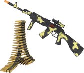 Soldaten/militairen camouflage geweer 59 cm met kogelriem inclusief patronen - Verkleed wapens volwassenen