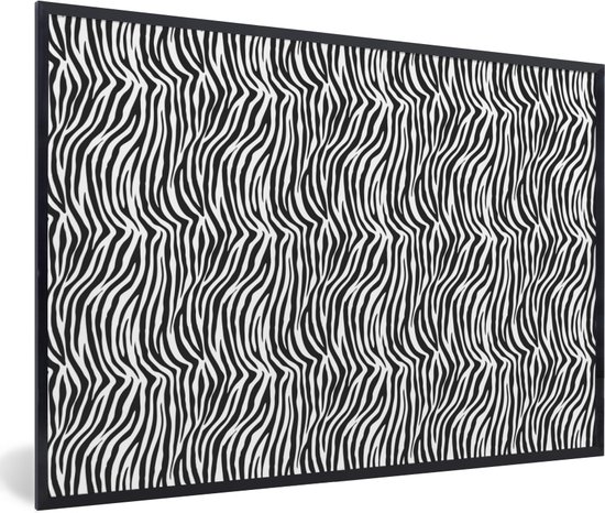 Fotolijst incl. Poster – Dierenprint – Zebra – Zwart – Wit – 120×80 cm – Posterlijst