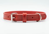Leren halsband voor kleine honden - leer - oringinal rood - magic star rood - Maat xs - van 18 tot 30 cm