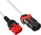 C13 (met IEC Lock) - C14 (met IEC Lock) stroomkabel voor UPS/PDU - 3x 1.00mm / wit - 1,5 meter